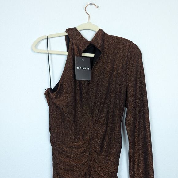 NWT Nicholas Umber Mockneck Cut Out Jersey Olympia Mini Dress - Picture 6 of 11